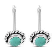 Oval Turquoise Stud Silver Earrings, e335